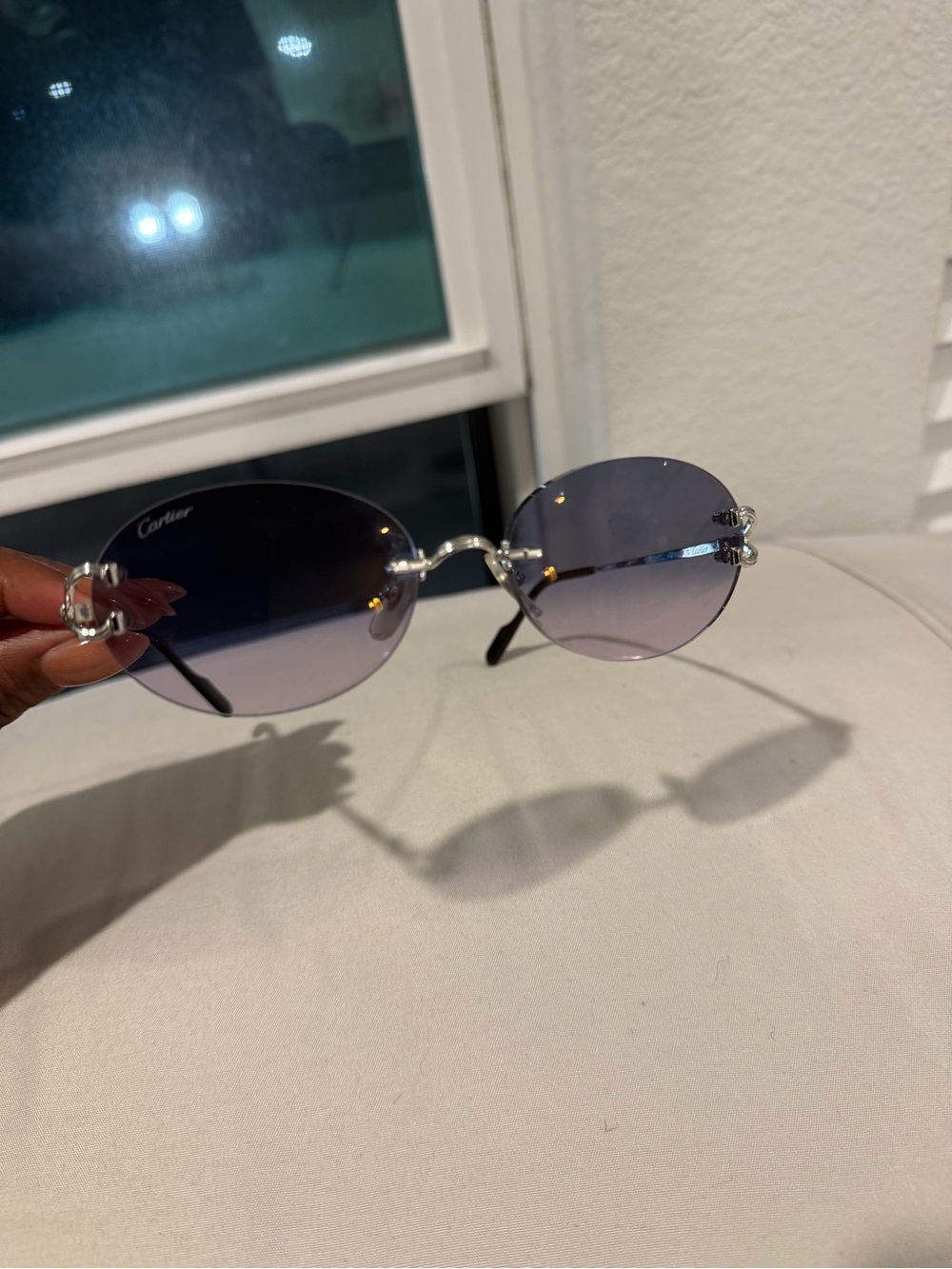 Cartier Rimless Oval Sunglasses - Purple Gradient Lenses